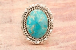 Artie Yellowhorse Genuine Candelaria Turquoise Sterling Silver Ring